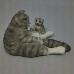 Scottish Fold Cat Figurine(Adult Cat + Kitten - thumbnail 4