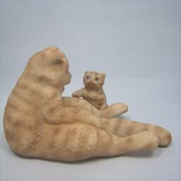 Scottish Fold Cat Figurine(Adult Cat + Kitten - thumbnail 2