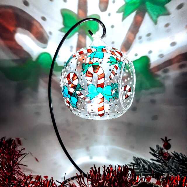 Candy Cane Decoration Christmas Candle Holder, Shelf Ornament - image 1