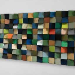 Reclaimed Wood Mosaic Wall Art - Colorful Sound Diffuser, Handmade - thumbnail 2