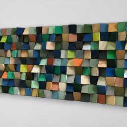 Reclaimed Wood Mosaic Wall Art - Colorful Sound Diffuser, Handmade - thumbnail 3