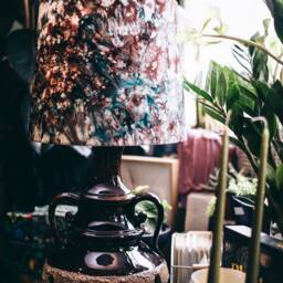 Empire Ceiling Standing Handmade Batik Lampshade , Home Decor Ideas - All Sizes Morning Mist - thumbnail 3