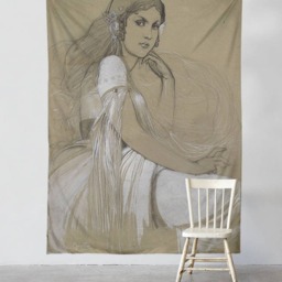 Sketch Of Woman- Wall Tapestry - Tapestry Hangings Wanderlust Bohemian Home Decor Dorm T#96 - thumbnail 2