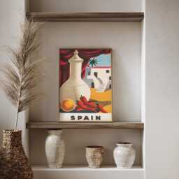 Vintage Spain Travel Poster Mediterranean Still Life Architecture Wall Art Print - thumbnail 3