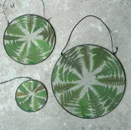 Pressed Fern Plant in Stained Glass Frame, Dried Leaves Wall Hanging, Round Floating Panel, Framed Botanical Window Art, Herbarium Decor - thumbnail 4
