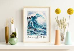 Focus On Me, Not The Storm Print - Matthew 14 V 22-33 Christian Prints Bible Verse Art Christian Gifts Baptism Gift Wall - thumbnail 1