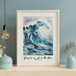 Focus On Me, Not The Storm Print - Matthew 14 V 22-33 Christian Prints Bible Verse Art Christian Gifts Baptism Gift Wall - thumbnail 3