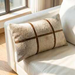 Cowhide Cushion Cover 30x50 Light Beige Leather Pillow Rustic Farmhouse Decor Natural Hairon Hide Western Style Patchwork Throw Handmade - thumbnail 2