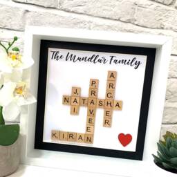 Scrabble Picture Box Frame, Personalised Word Art, Family Tree, Friend Home Love Couples, Engagement Wedding Anniversary Baby Birth - thumbnail 2