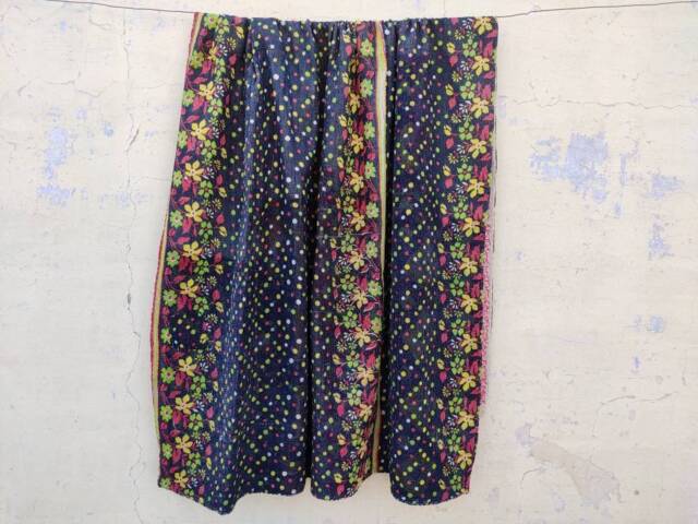 Handmade Vintage Kantha Quilt Reversible Floral Cotton Bedspread - image 1
