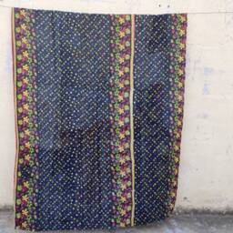 Handmade Vintage Kantha Quilt Reversible Floral Cotton Bedspread - thumbnail 3