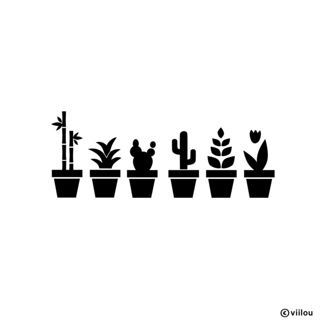 Wall Tattoo Cacti Plants Decals Cactus Stickers Glass Door Decoration Bamboos Illustration Flowers Pictures Nature Prints Motifs - image 1