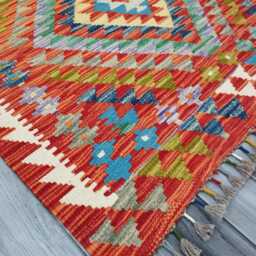 Classic Rug, Handmade Artisan Afghan Turkish Scandinavian Navajo Bohemian Wool Flatweave Multicolour Kilim Rug 162x108 cm - thumbnail 2