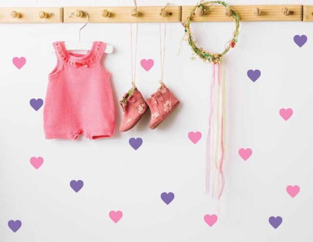 Heart Vinyl Wall Decals, Gold Hearts Wall Decal, Nursery Vinyl Heart Stickers, Decal - image 1
