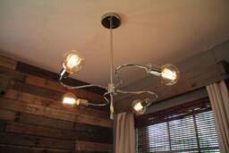 Industrial Styled With Modern Look Polished Nickel Chandelier Globe Edison Bulbs - thumbnail 1