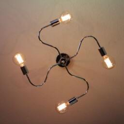 Industrial Styled With Modern Look Polished Nickel Chandelier Globe Edison Bulbs - thumbnail 2