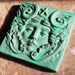 Sea Goddess & God Tiles in The Verdigris Finish, 4x4 Inch Square, From Cast Shadows Studio, By Richard Chalifour - thumbnail 3