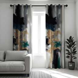 Abstract Art Curtains, Paint Brush Strokes Effect Drapes, Modern Window Custom Length Curtain Panels, Made To Order Curtains - thumbnail 2