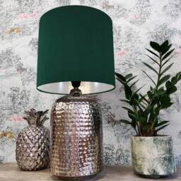 Green Lampshade in Velvet With Silver Lining, Large Plain Ceiling Lightshade - thumbnail 3