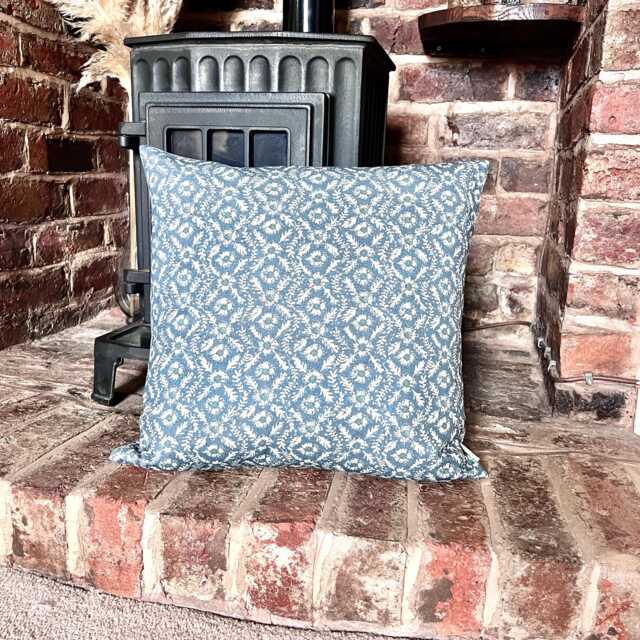 1620. Martheline Indigo - Linen/Cotton Cushion Cover - image 1