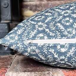 1620. Martheline Indigo - Linen/Cotton Cushion Cover - thumbnail 2