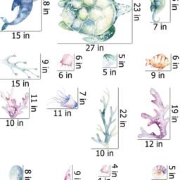 Nursery Wall Decal Set Ocean Animals Watercolor - Peel & Stick - Artistic Kids Decor, Small UK Studio Art - thumbnail 3