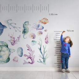 Nursery Wall Decal Set Ocean Animals Watercolor - Peel & Stick - Artistic Kids Decor, Small UK Studio Art - thumbnail 2