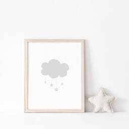 Neutral Rainbow Moon Cloud Prints - Set Of 3, Baby Boy Print, Nursery Prints, Wall Art, New Baby, Kids Bedroom, Stars, Sleep, Gift - thumbnail 3