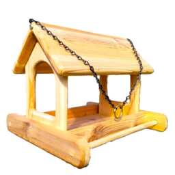 Large Hanging Cedar Wood Fly Through Platform Bird Or Squirrel Feeder For Outdoors - thumbnail 2