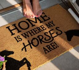 Home Is Where My Horses Are Coir Doormat - Welcome Rug - thumbnail 1