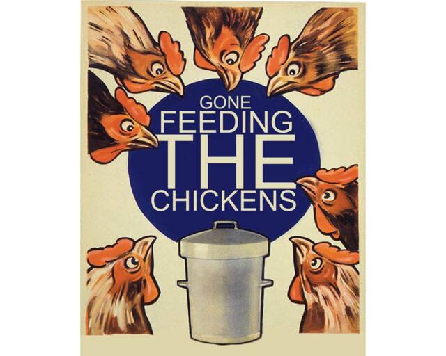 Gone Feeding The Chickens Chicken Hen Rooster Farm - Wall Sign Print Enamel Metal Tin Sign Plaque