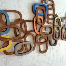 Eclectic Wood Wall Decor, Mid-Century Modern Wood Wall Art, Retro Geometric 3D Panels - thumbnail 2