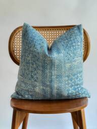 Indigo Neutral Tribal Hemp Hand Woven Natural Dye Color Lumbar Pillow Cover - thumbnail 1