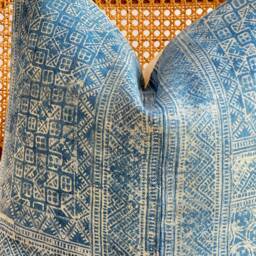 Indigo Neutral Tribal Hemp Hand Woven Natural Dye Color Lumbar Pillow Cover - thumbnail 2