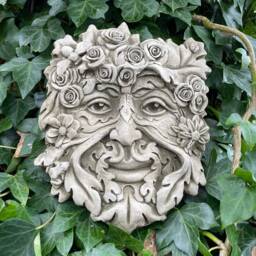 Summer Green Man Stone Hanging Plaque - Four Seasons Ivy Outdoor Garden Ornament Gift - thumbnail 1
