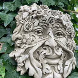 Summer Green Man Stone Hanging Plaque - Four Seasons Ivy Outdoor Garden Ornament Gift - thumbnail 2