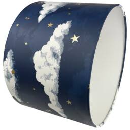 Cloud & Star Lampshade For Ceiling & Table Lamps, Kids Navy Night Sky Drum Light Shade - thumbnail 3