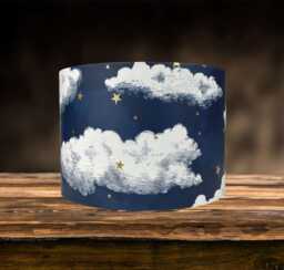 Cloud & Star Lampshade For Ceiling & Table Lamps, Kids Navy Night Sky Drum Light Shade