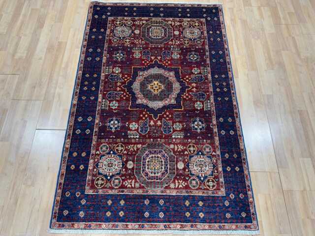 3.3x5 Red Color Mamluk Rug - Classical Table Turkish Wall Hand Knotted Afghan Oushak - image 1