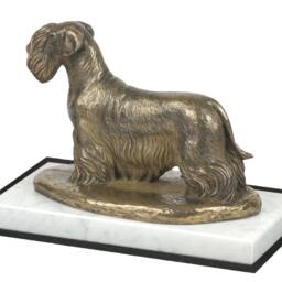 Cesky Terrier, Dog White Marble Base Statue, Limited Edition, Artdog. Made Of Cold Cast Bronze. Perfect Gift. Limited Edition - thumbnail 3