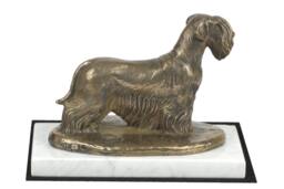 Cesky Terrier, Dog White Marble Base Statue, Limited Edition, Artdog. Made Of Cold Cast Bronze. Perfect Gift. Limited Edition