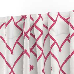Chinoiserie Curtain Panel - Lattice Geometric Bamboo Trellis Preppy Pink Custom Osaka By Willowlanetextiles - thumbnail 3