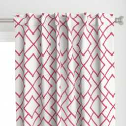 Chinoiserie Curtain Panel - Lattice Geometric Bamboo Trellis Preppy Pink Custom Osaka By Willowlanetextiles