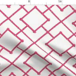 Chinoiserie Curtain Panel - Lattice Geometric Bamboo Trellis Preppy Pink Custom Osaka By Willowlanetextiles - thumbnail 4
