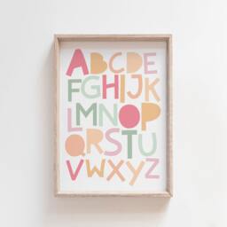 Set Of 2 Alphabet & Numbers Playroom Prints, Abc Print, Girls Nursery Pastel Poster, Wall Art - thumbnail 2