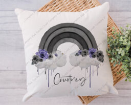 Gothic Rainbow, Dark Roses Cushion, Cushion For Her, Black Personalised Gift Mum, Birthday - thumbnail 1
