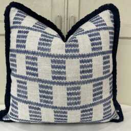 Brush Fringe Cushions Made in Fermoie Cove Blue Fabric Linen Cushion Pillow Throw Cover - thumbnail 1