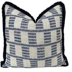 Brush Fringe Cushions Made in Fermoie Cove Blue Fabric Linen Cushion Pillow Throw Cover - thumbnail 2