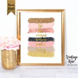 Pink & Gold Print, Brush Strokes Art, Positive Quote, Rose Wall Bedroom Decor, Glitter Gift For Her, Feminine Art - thumbnail 2