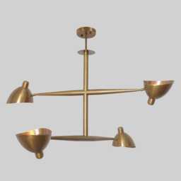 Mid Century Sputnik Chandelier - Raw Brass, 4-Light Pendant - thumbnail 2
